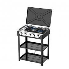 Powerful 5 Burner Gas Stove with Dual Storage Shelves by Starlux (SGS-6015-J)